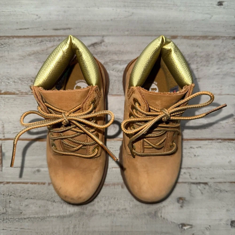 Timberland Kids Tan and Gold Leather Boots